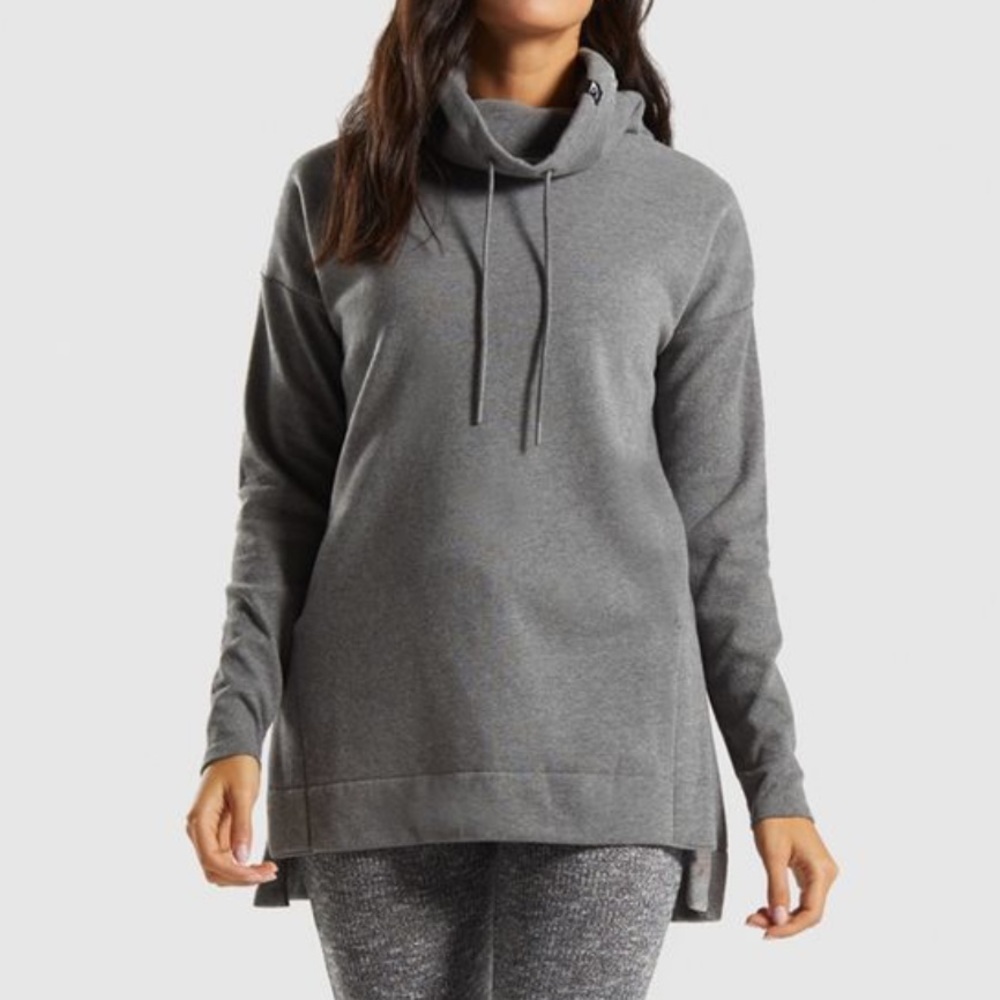 Gymshark Slounge gray cowlneck pullover ribbed tunic sweatshirt